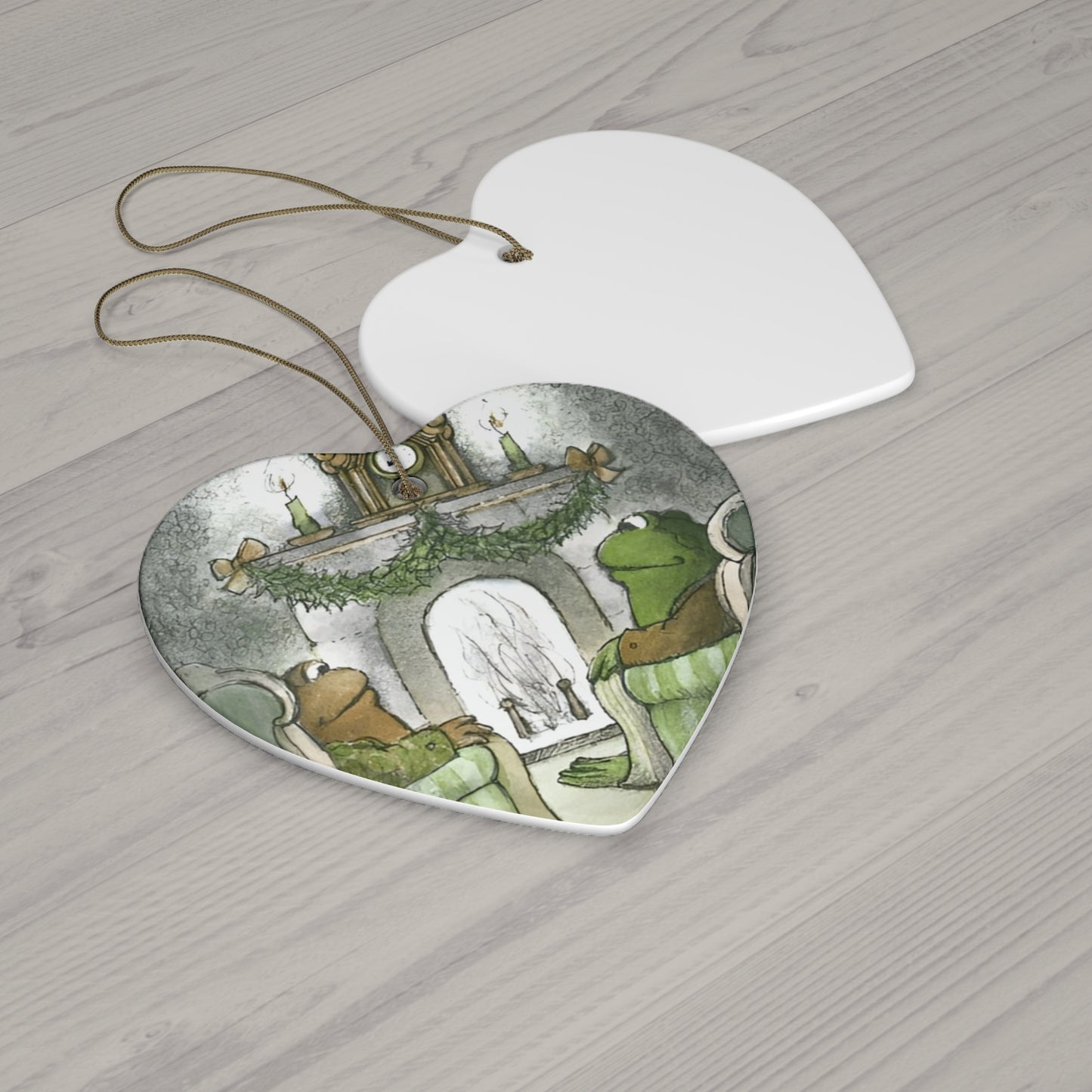 Frog and Toad Christmas Ceramic Ornament, 4 Shapes