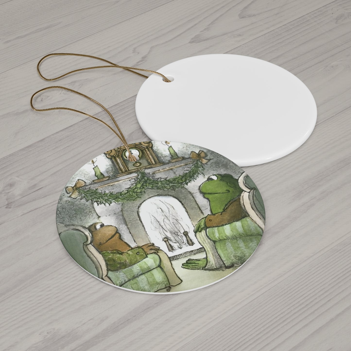 Frog and Toad Christmas Ceramic Ornament, 4 Shapes