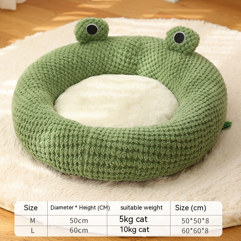 Little Frog Series Cozy Plush Bed – Autumn & Winter Nest for Small Cats and Dogs (Up to 5KG)